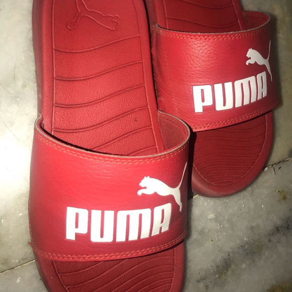 PUMA UNISEX RED AND WHITE PRINTED POPCAT SLIDERS♥️ - Picture 7 of 7